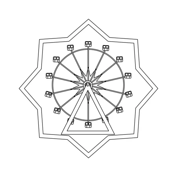 Linie Riesenrad mechanisches Spiel im Inneren des Sterns — Stockvektor