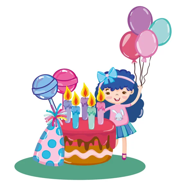 Fille fête d'anniversaire — Image vectorielle