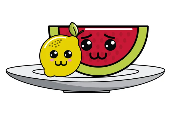 Diseño aislado de frutas kawaii — Archivo Imágenes Vectoriales