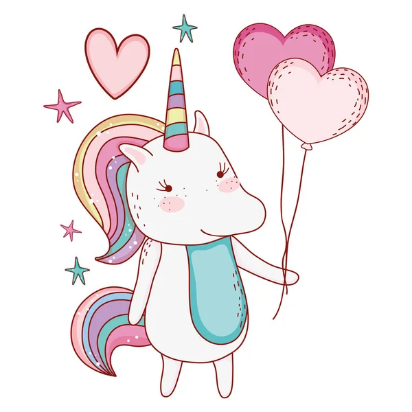 Unicorn fantasi menggambar kartun - Stok Vektor