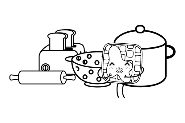 Cuisine Et Nourriture Kawaii Dessins Animes En Noir Et Blanc Image Vectorielle Par Stockgiu C Illustration 247732460