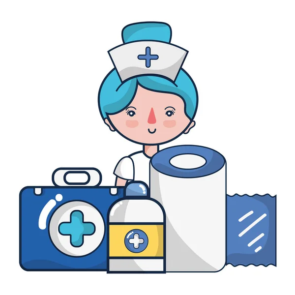 Dokter wanita dan kartun medis - Stok Vektor