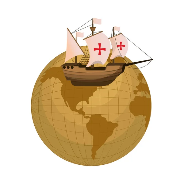 Globalny planeta i statek transport nawigacji — Wektor stockowy