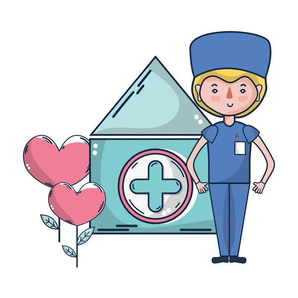 Mujer médico y dibujos animados médicos — Archivo Imágenes Vectoriales