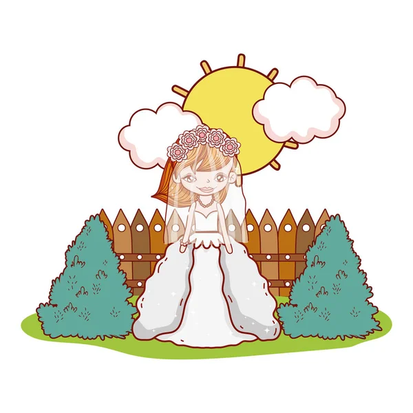 新娘可爱的绘画漫画 — 图库矢量图片