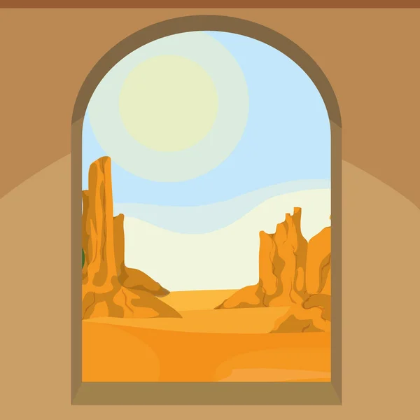 Vista del desierto desde la ventana — Archivo Imágenes Vectoriales