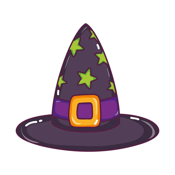 Witch hat with stars and ribbon style — Stock Vector