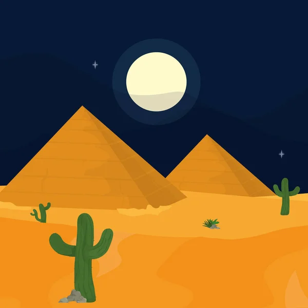 Wüste bei Nacht — Stockvektor