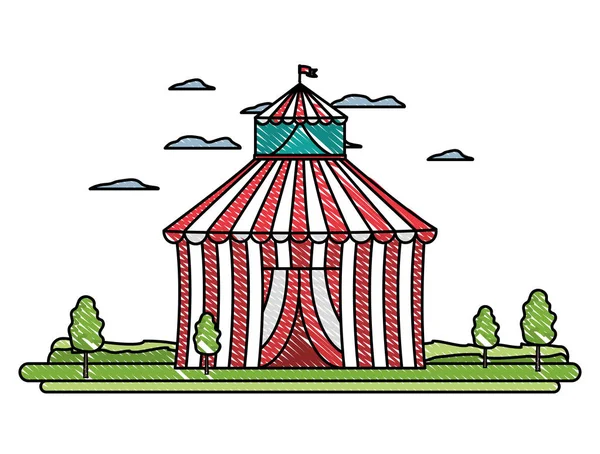 Doodle legrační cirkusu zábavy karneval tradiční — Stockový vektor