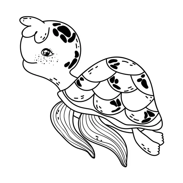 Szerkezeti aranyos teknős vadon élő tengeri állatok — Stock Vector
