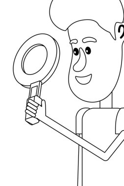 amgnifying cam siyah ve beyaz adamla