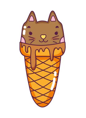Kawaii tatlı kedi dondurma