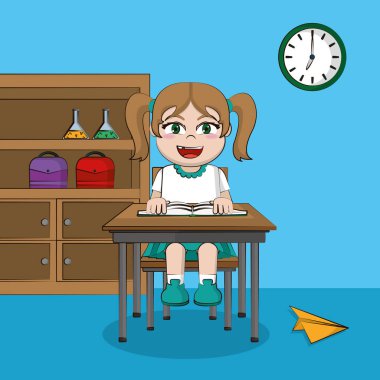 Sevimli öğrenci kız sınıfta