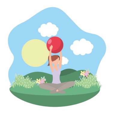 genç kadın egzersiz çizgi film