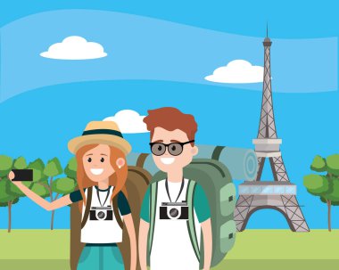 Turist çift çizgi film