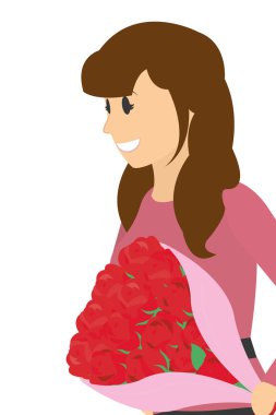 Çiçekli genç kadın.