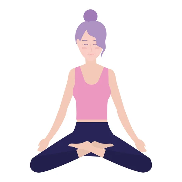 Mujer y yoga — Vector de stock