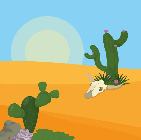 Desert paysage dessin animé — Image vectorielle