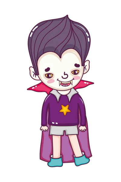 Garçon heureux avec costume d'Halloween vampire — Image vectorielle