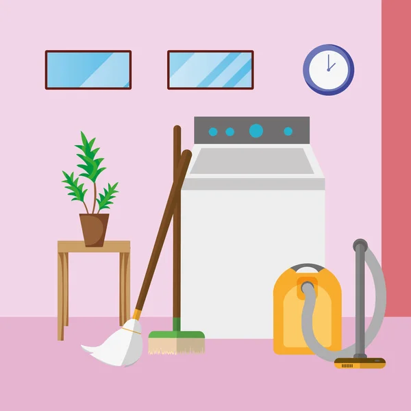 House cleaning laundry room — Stock Vector