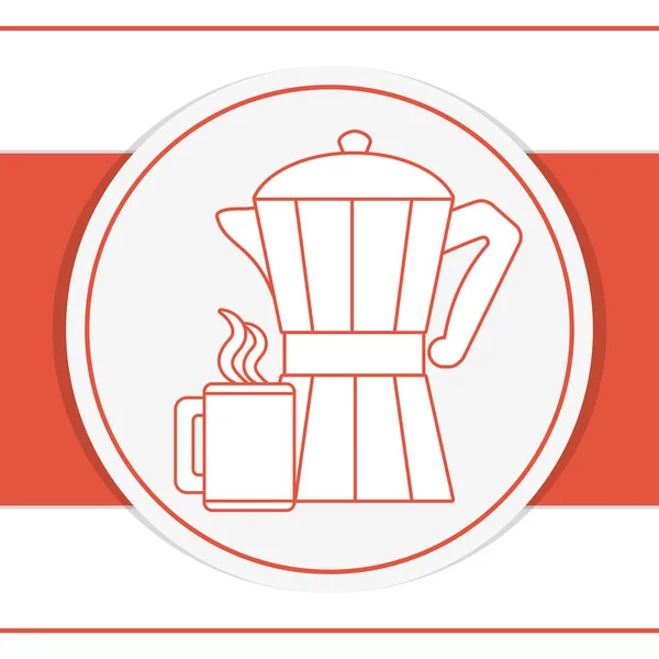 Coffee kettle and mug on red background — Stock Vector