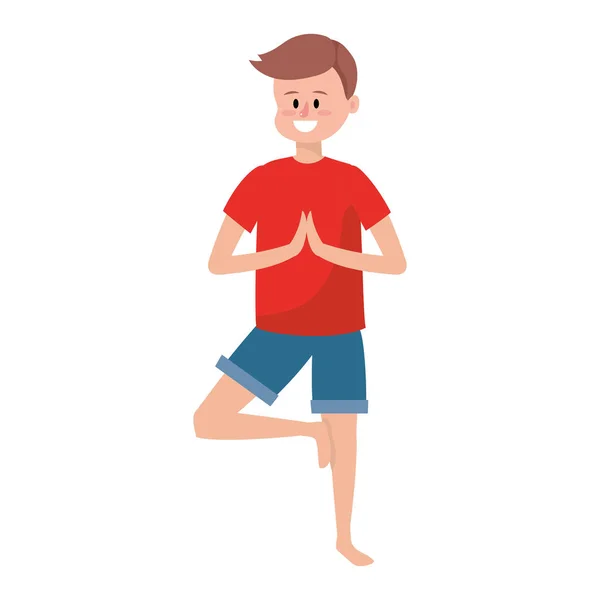 Hombre en forma practicando yoga — Vector de stock