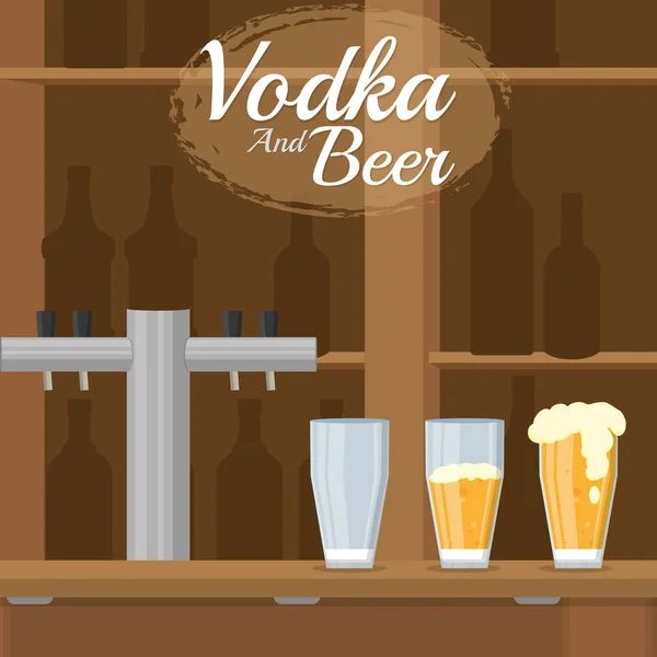 Vodka and beer — Stock Vector