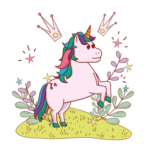 Unicorn with crown — Stock Vector