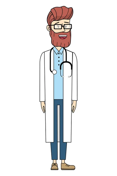 Hombre Doctor dibujos animados — Vector de stock