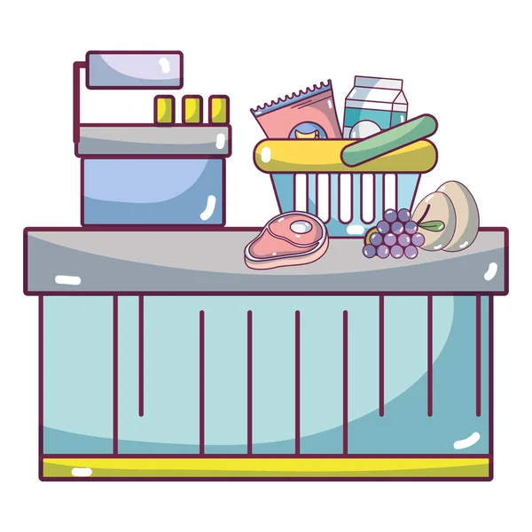Supermarket cash register cartoon — Stock Vector