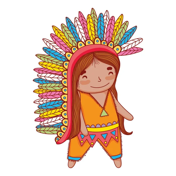 Amerikanische indische Mädchen cartoon — Stockvektor