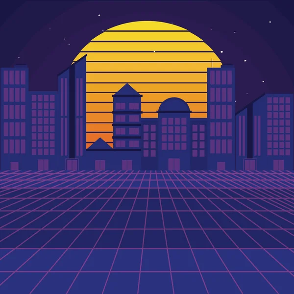Retro Sci fi arka plan manzara