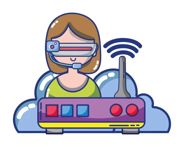 FPV goggles technology cartoons — Stock Vector