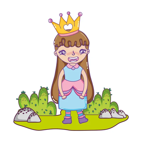 Glücklich Mädchen Königin Kostüm in der Landschaft — Stockvektor