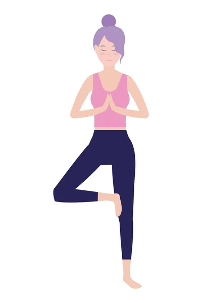Kadın ve yoga — Stok Vektör