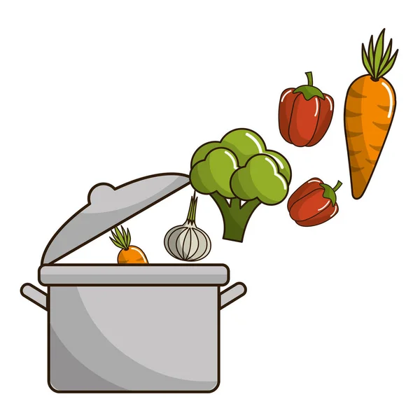 孤立した野菜と鍋のデザイン — ストックベクタ