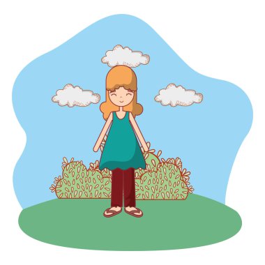 Genç kadın vücut çizgi film