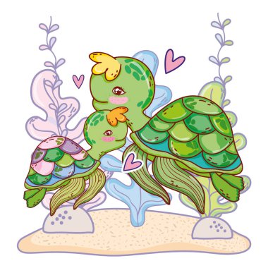 Deniz yosunu bitkiler ile aile hayvan kaplumbağa