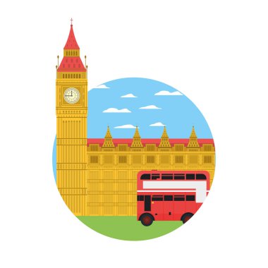 Londra Saat Kulesi ve kentsel otobüs