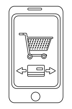 Siyah Beyaz alışveriş online kavramı