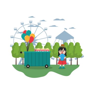 Dükkanı araba kızla mutlu palyaço