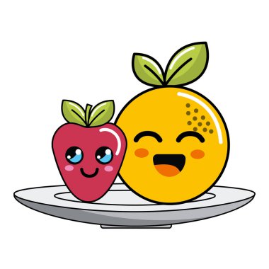 İzole kawaii meyve tasarım