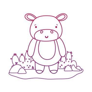 bozulmuş anahat mutlu su aygırı vahşi hayvan peyzaj