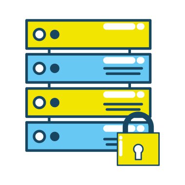 Güvenlik asma kilit destek çizgi film