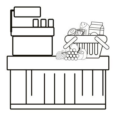 süpermarket kasa çizgi film