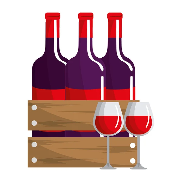 Diseño de botellas y tazas de vino — Vector de stock