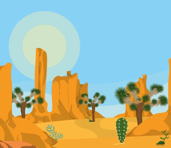 Woestijn landschap cartoon — Stockvector