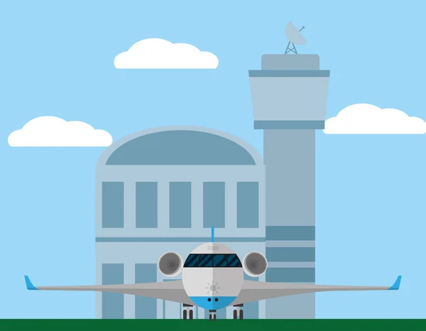 Jet estacionamiento de aviones en el aeropuerto — Vector de stock