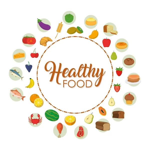 Healthy food icons — Stock Vector