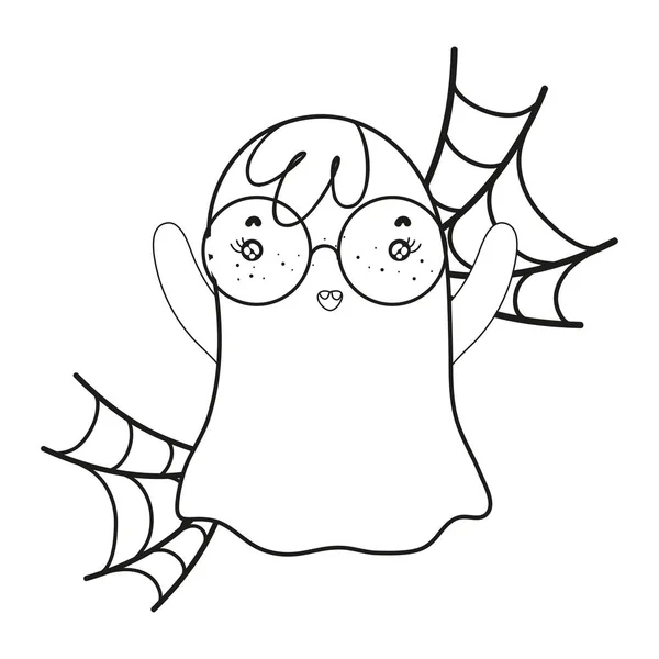 Contour fantôme portant des lunettes avec style toile d'araignée — Image vectorielle